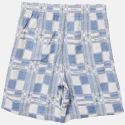 مملوكة مسبقًا شورت قطني بنقشة مربعات زرقاء بربري للأطفال 14 سنة