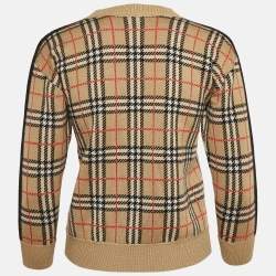 Pre Owned Burberry Beige Checked Merino Wool Sweatshirt 10Yrs