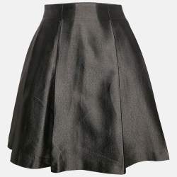 Burberry Kids Metallic Grey Gabardine Pleated Skirt 14 Yrs