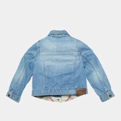Pre Owned Burberry Kids Blue Washed Denim Full Sleeve Top 3 Yrs