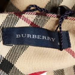Burberry Beige Tartan Check Wool Blend Pleated Wrap Skirt 8 Yrs