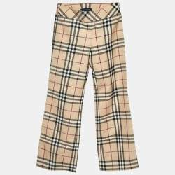 Burberry Kids Beige Vintage Check Wool Blend Wide Leg Pants 8 Yrs