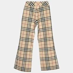 Burberry Kids Beige Vintage Check Wool Blend Wide Leg Pants 8 Yrs