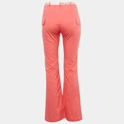 Burberry Pink Cotton Logo Detail Belted Wide Leg Pants 14 Yrs