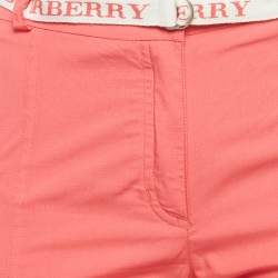Burberry Pink Cotton Logo Detail Belted Wide Leg Pants 14 Yrs