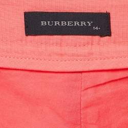 Burberry Pink Cotton Logo Detail Belted Wide Leg Pants 14 Yrs