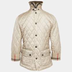 Burberry Kids Beige Nylon Button Front Quilted Jacket 12 Yrs