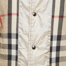 Burberry Kids Beige Nylon Button Front Quilted Jacket 12 Yrs