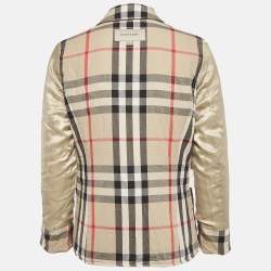 Burberry Kids Beige Nylon Button Front Quilted Jacket 12 Yrs