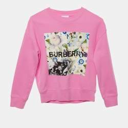 Pre Owned Burberry Kids Pink Floral Print Cotton Long Sleeve Sweatshirt 8 Yrs
