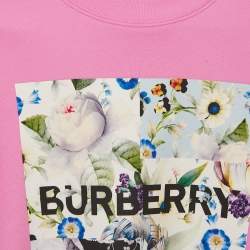 Pre Owned Burberry Kids Pink Floral Print Cotton Long Sleeve Sweatshirt 8 Yrs