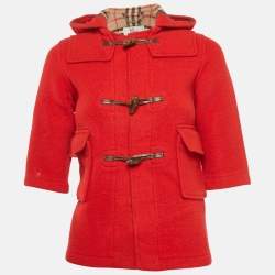 Burberry Kids Red Wool Felt Speciality Duffle Coat 4/5 Yrs