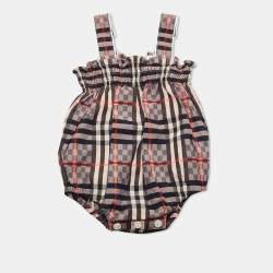 Burberry Kids Vintage Check Pattern Cotton Romper 3M