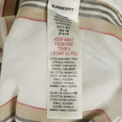 Burberry White Cotton Nova Stripe Detail Button Back Top 10yrs