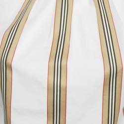 Burberry White Cotton Nova Stripe Detail Button Back Top 10yrs