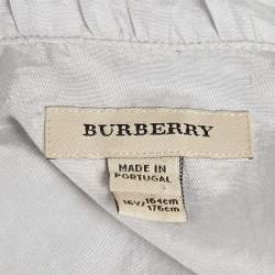 Burberry Light Grey Silk and Cotton Button Front Top 16 Yrs