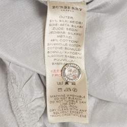 Burberry Light Grey Silk and Cotton Button Front Top 16 Yrs