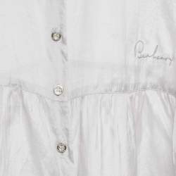 Burberry Light Grey Silk and Cotton Button Front Top 16 Yrs