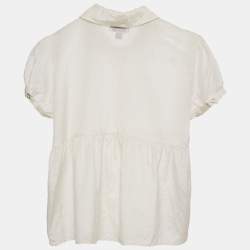 Burberry Kids White Silk and Cotton Button Front Top 16 Yrs