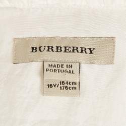 Burberry Kids White Silk and Cotton Button Front Top 16 Yrs