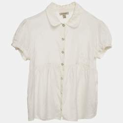Burberry Kids White Silk and Cotton Button Front Top 16 Yrs