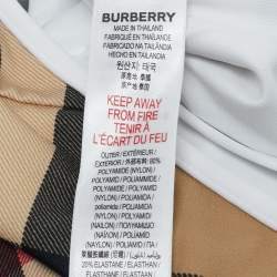 Pre Owned Burberry Kids Beige Checks Jersey Swimsuit 12M