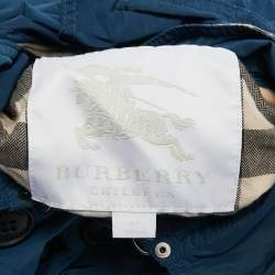Pre Owned Burberry Children Blue Synthetic Trench Coat 8 Yrs