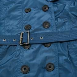 Pre Owned Burberry Children Blue Synthetic Trench Coat 8 Yrs