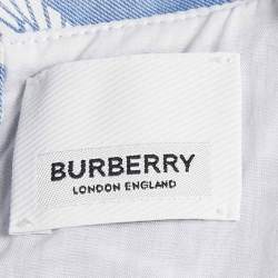 Pre Owned Burberry Kids Blue Printed Cotton Belted Dress 12 Yrs
