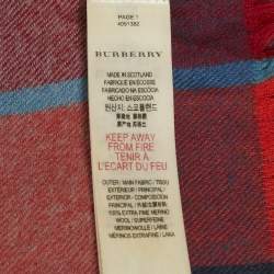 Pre Owned Burberry Children Red Checks Wool Scarf 