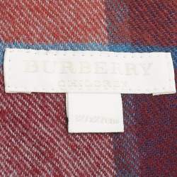 Pre Owned Burberry Children Red Checks Wool Scarf 