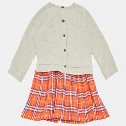 مملوكة مسبقًا Burberry Children Grey/Red Checks Cotton Dress 6Yrs 