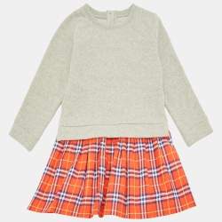 مملوكة مسبقًا Burberry Children Grey/Red Checks Cotton Dress 6Yrs 