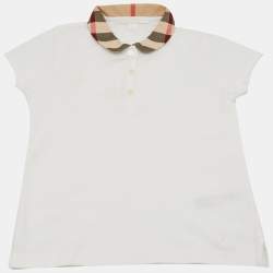 Pre Owned قميص بولو قطن أبيض للأطفال من بربري 6 سنوات