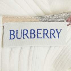 Pre Owned Burberry Kids White Checks Stretch Cotton Dress Set 1M
