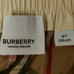 Pre Owned Burberry Kids Beige Vintage Checks Cotton Blend Shorts 6Yrs