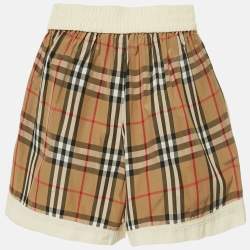 Pre Owned Burberry Kids Beige Vintage Checks Cotton Blend Shorts 6Yrs