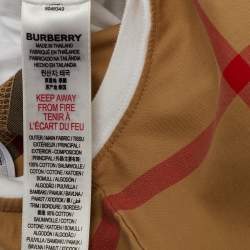 Pre Owned Burberry Kids White/Brown Checks Cotton Romper 6M