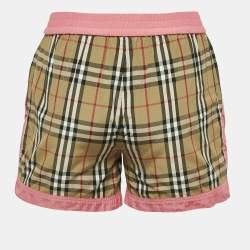 Pre Owned Burberry Kids Beige/Brown Checks Cotton Blend Trousers 10Yrs