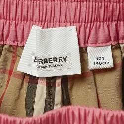 Pre Owned Burberry Kids Beige/Brown Checks Cotton Blend Trousers 10Yrs