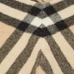 Pre Owned بونشو بربري أطفال صوف بيج مربعات مقاس واحد