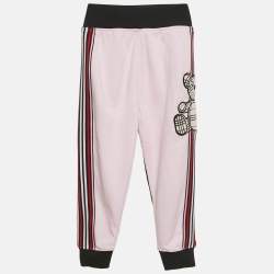 مملوكة مسبقًا Burberry Kids Black/Pink Cotton Teddy Applique Joggers 6Yrs