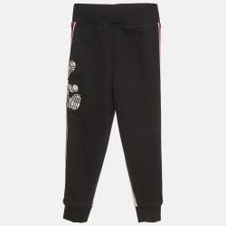 Pre Owned Burberry Kids Black/Pink Cotton Teddy Applique Joggers 6Yrs