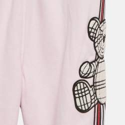 Pre Owned Burberry Kids Black/Pink Cotton Teddy Applique Joggers 6Yrs