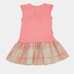 Pre Owned فستان قصير بربري أطفال قطن وردي 18 شهر