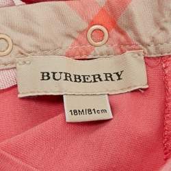 Pre Owned فستان قصير بربري أطفال قطن وردي 18 شهر