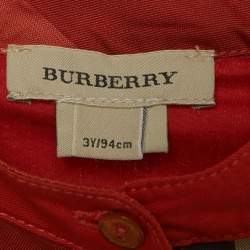 مملوكة مسبقًا Burberry Kid Red Checks Cotton Shirt 3Yrs