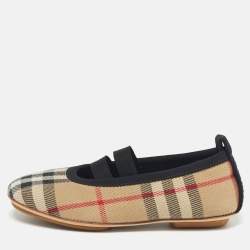 Pre Owned Burberry Size 24 Vintage Check Canvas Ballet Flats