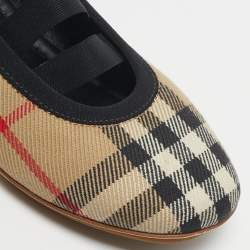 Pre Owned Burberry Size 24 Vintage Check Canvas Ballet Flats