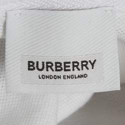 Pre Owned Burberry Kids White Logo Print Cotton Pique Dress 18M